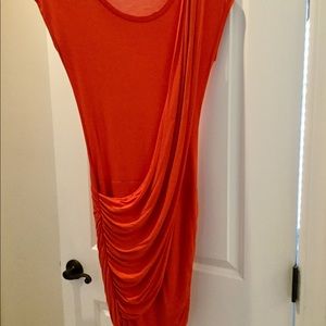 BCBG Max Azria orange scoop neck jersey dress